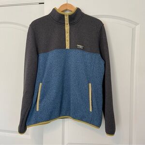 Men's L.L.Bean Sweater Fleece Pullover Colorblock Large Slightly Fitted 1/4 Snap